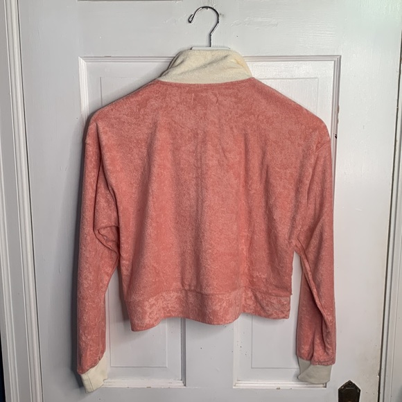 L*Space Best Life Crop Pullover Half Zip TerryCloth Pink Ivory Top NEW Sz XS - Picture 11 of 13